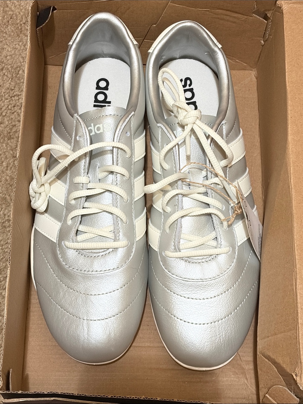 adidas Women's Silver with Off-White Stripes Sneakers grand court lo
